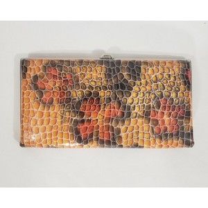 Designer LODIS Wallet Clutch Clasp Leather Snake Skin Yellow Red Black Orange